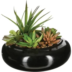 ATMOSPHERA Composition des plantes arificielles, vase en céramique, H6 cm Online