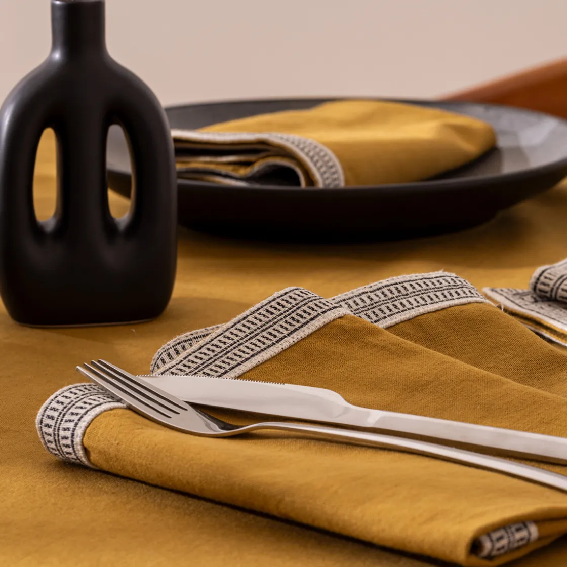ATMOSPHERA Ensemble nappe et 6 serviettes "Inuit", coton