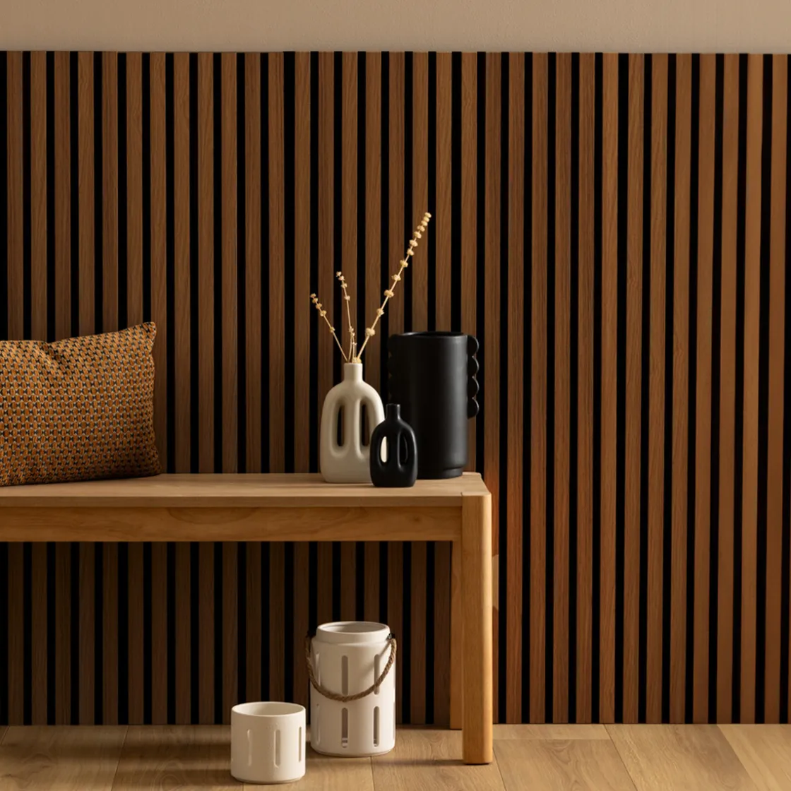 ATMOSPHERA Lot de 4 panneaux décoratifs tasseaux bois Colva Outlet