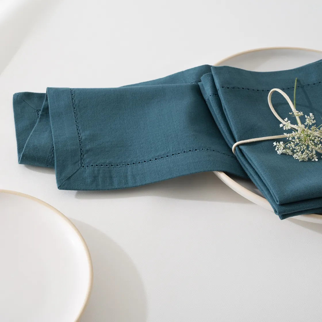 ATMOSPHERA Lot de 4 serviettes de table "Chambray" New