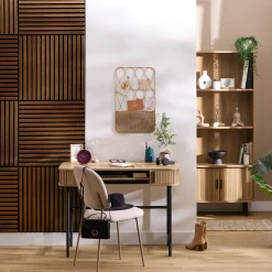 ATMOSPHERA Panneau décoratif tasseaux bois Colva - 60x60x2,1 cm - Effet noyer Hot
