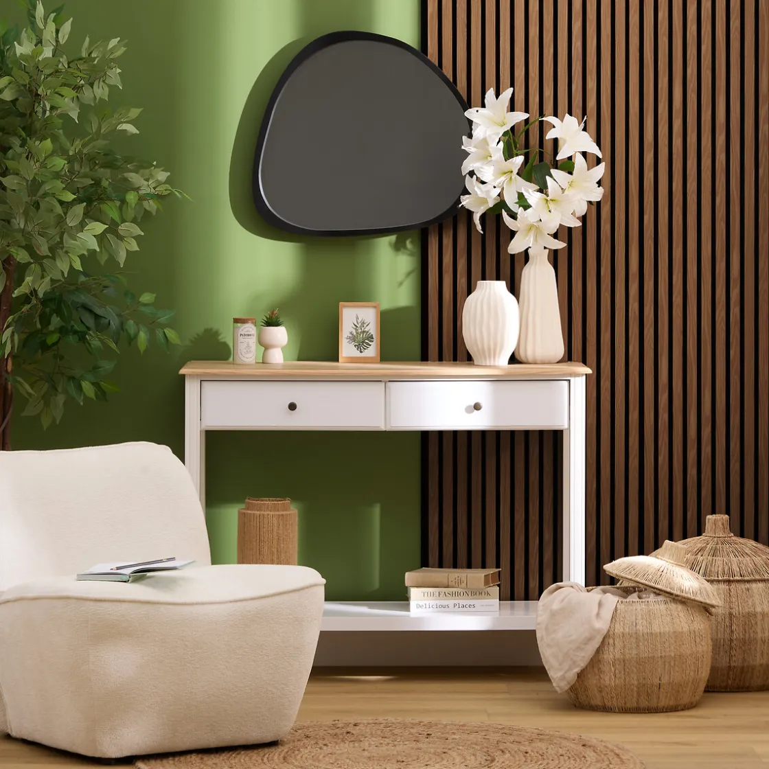 ATMOSPHERA Panneau décoratif tasseaux bois Colva Outlet