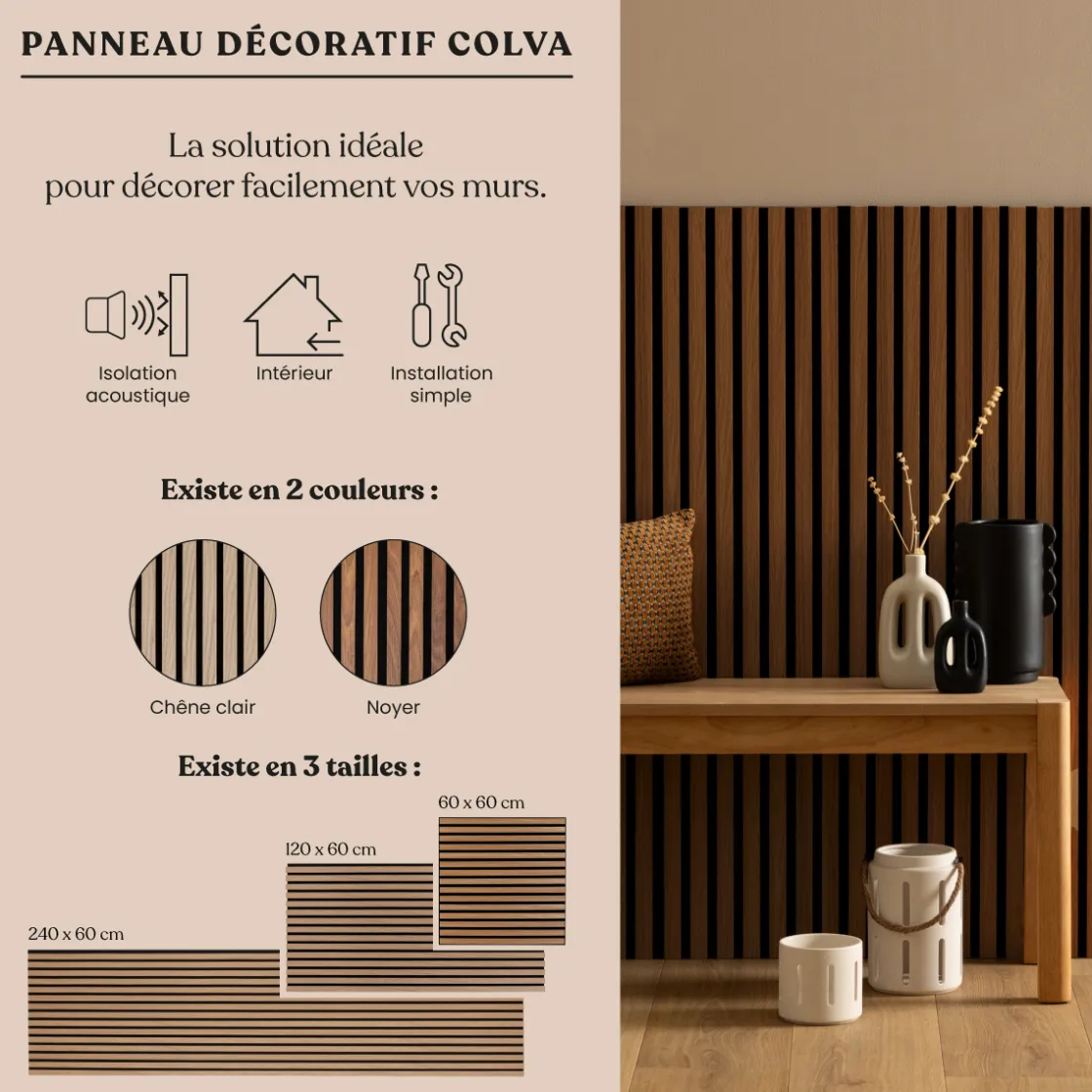 ATMOSPHERA Panneau décoratif tasseaux bois Colva Outlet