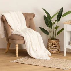 ATMOSPHERA Plaid "Bouclette" fausse fourrure