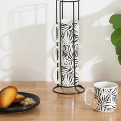 ATMOSPHERA Rack 4 mugs "Floral green" Outlet