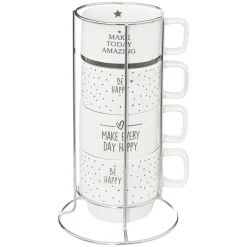 ATMOSPHERA Rack 4 mugs "Happy"
