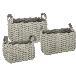 ATMOSPHERA Set de 3 paniers à anses rectangulaires "Tricot"