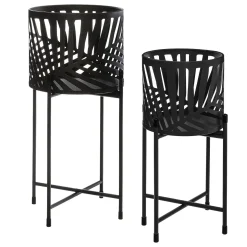 ATMOSPHERA Set de 2 pots avec support "Feuilles" Outlet