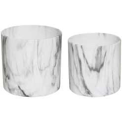 ATMOSPHERA Set de 2 pots, céramique/marbre Discount