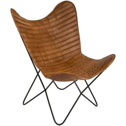 ATMOSPHERA Structure fauteuil + Housse “Dario” cognac striée en cuir Best