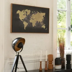 ATMOSPHERA Toile encadrée "Mapmonde" New